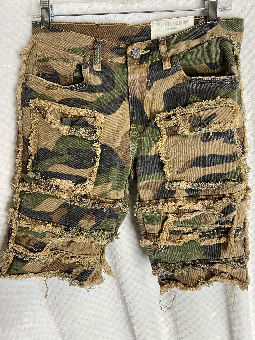Fwrd Denim Camouflage Distressed Jorts Shorts